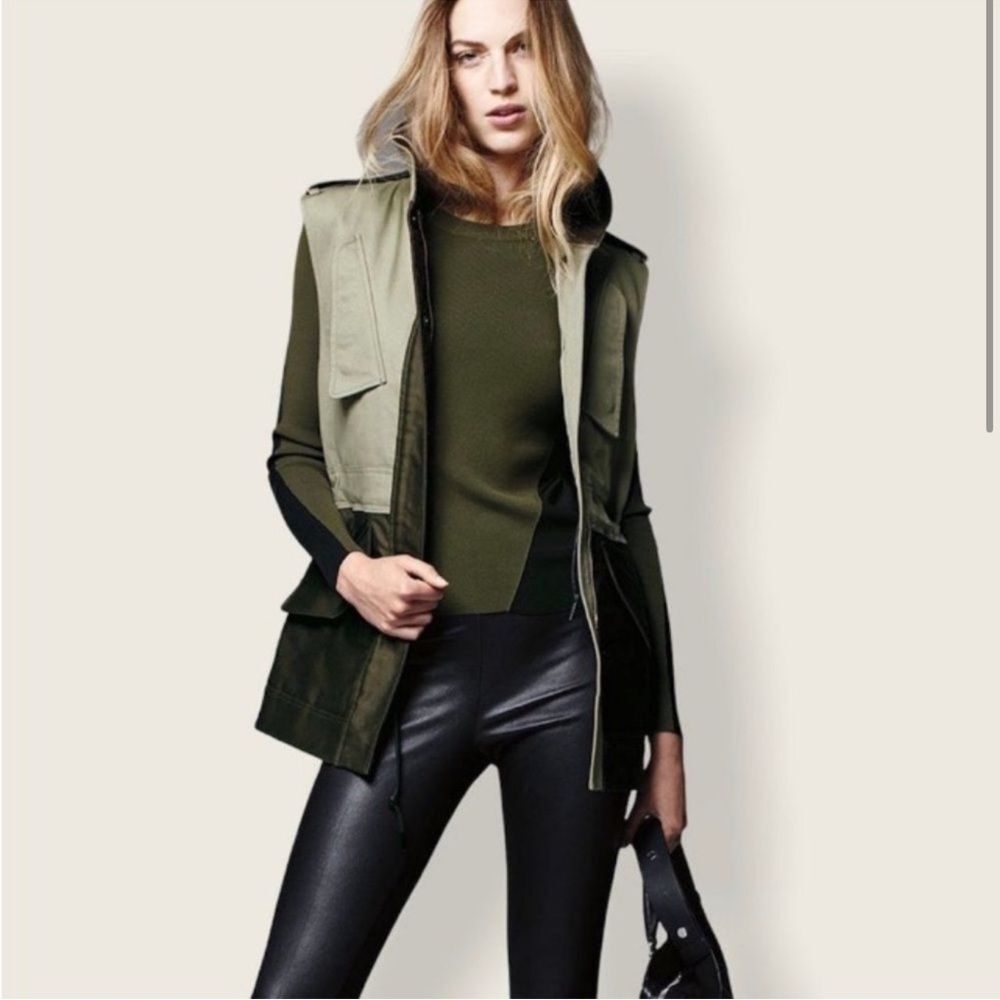 rag & bone Army Green Kinsley Vest with hidden hood size 2